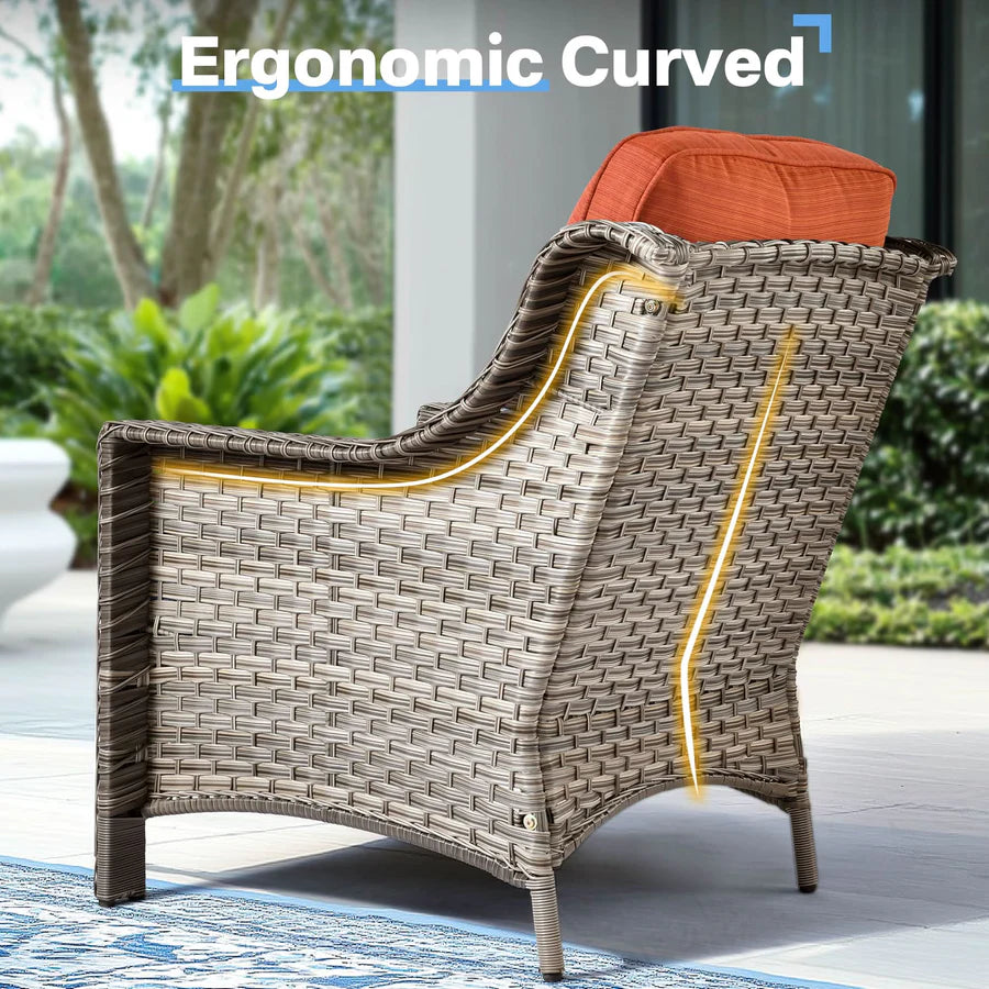 Outdoor 9 Pieces Coversation Set with Swivel Rocking Chair