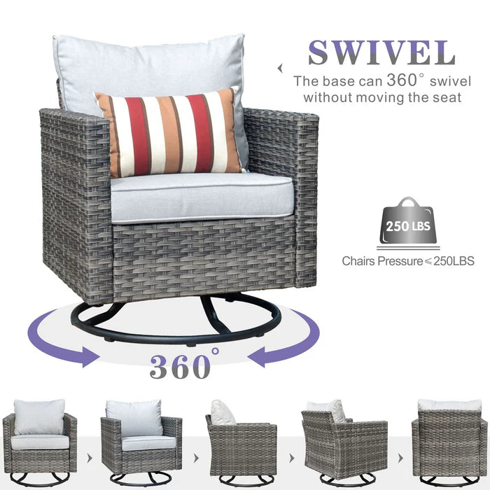 Outdoor Sectional Furniture 11-Piece with Rocking Chair and 30'' Fire Pit Table