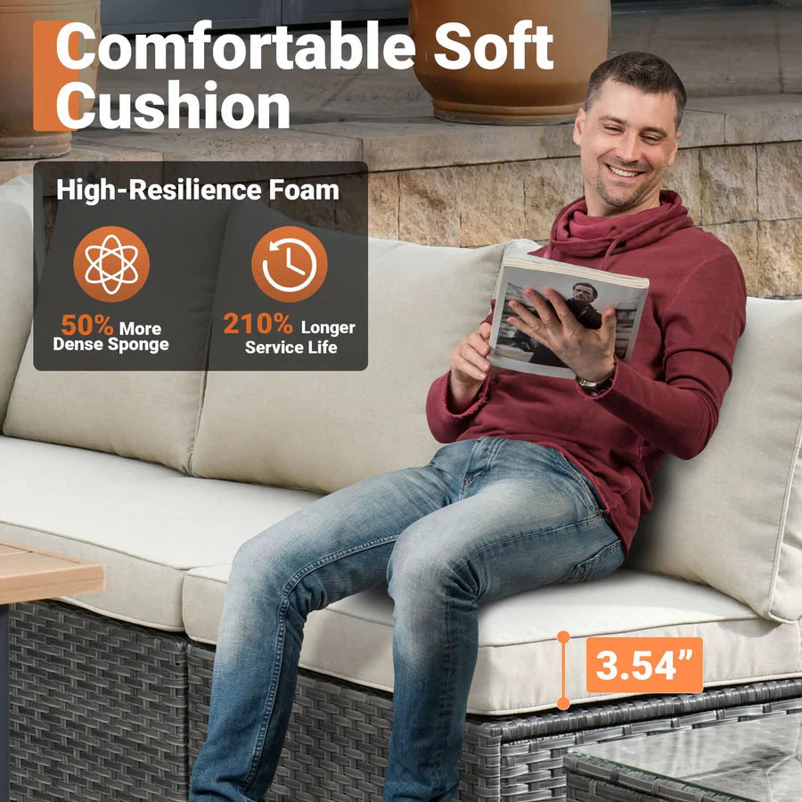 utdoor Sectional Furniture 7-Piece with Cushions and Table
