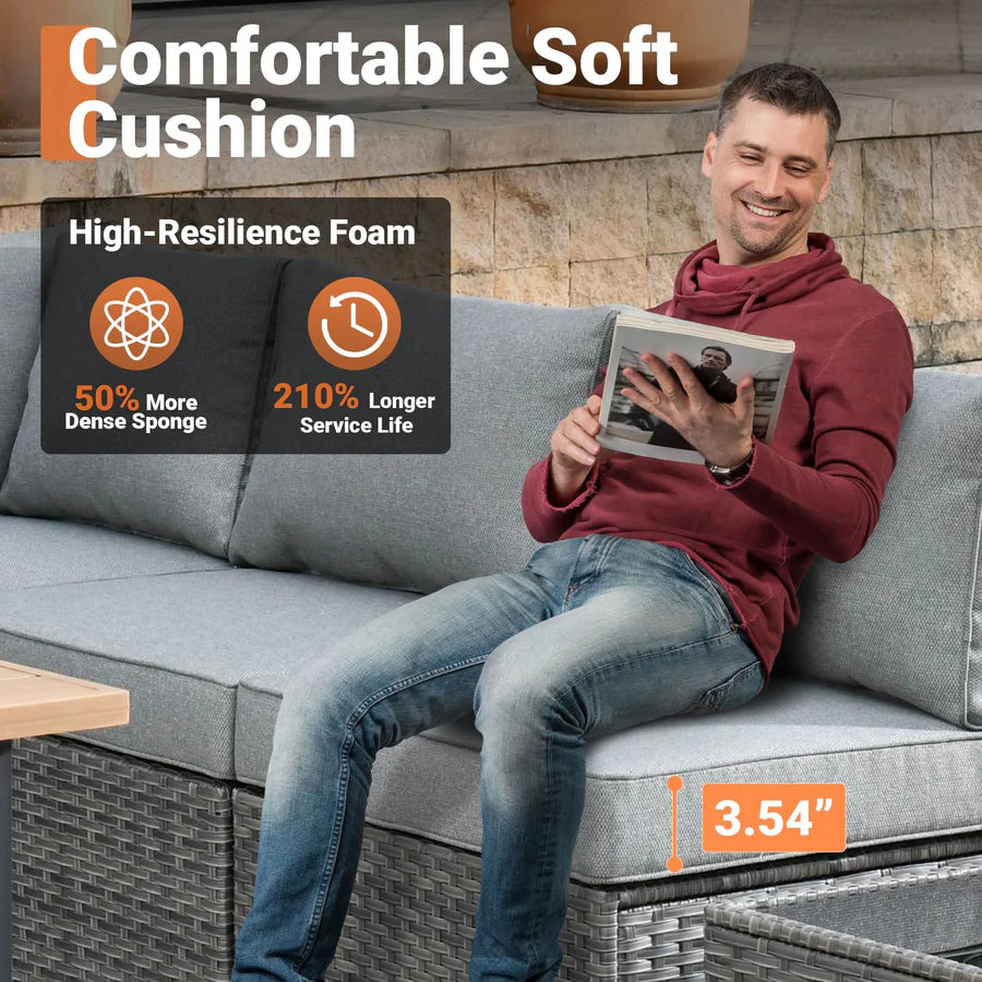 utdoor Sectional Furniture 7-Piece with Cushions and Table