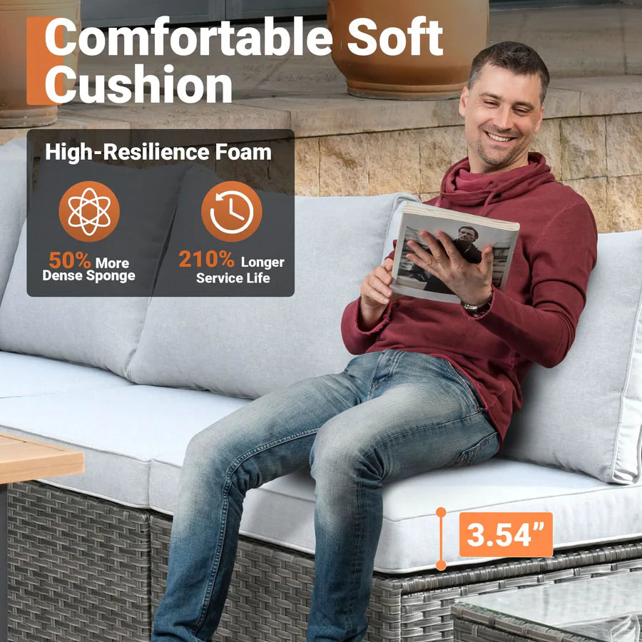 utdoor Sectional Furniture 7-Piece with Cushions and Table