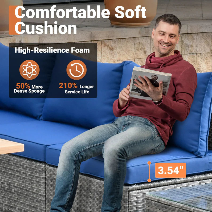utdoor Sectional Furniture 7-Piece with Cushions and Table