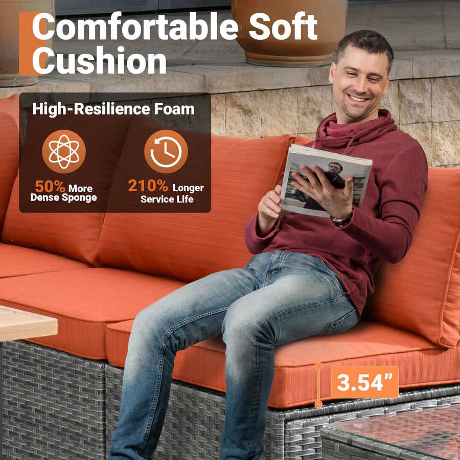 utdoor Sectional Furniture 7-Piece with Cushions and Table