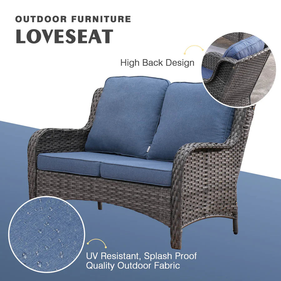 Patio Kenard 6-Piece Conversation Set with 30'' Propane Fire Pit Table and Rocking Chairs