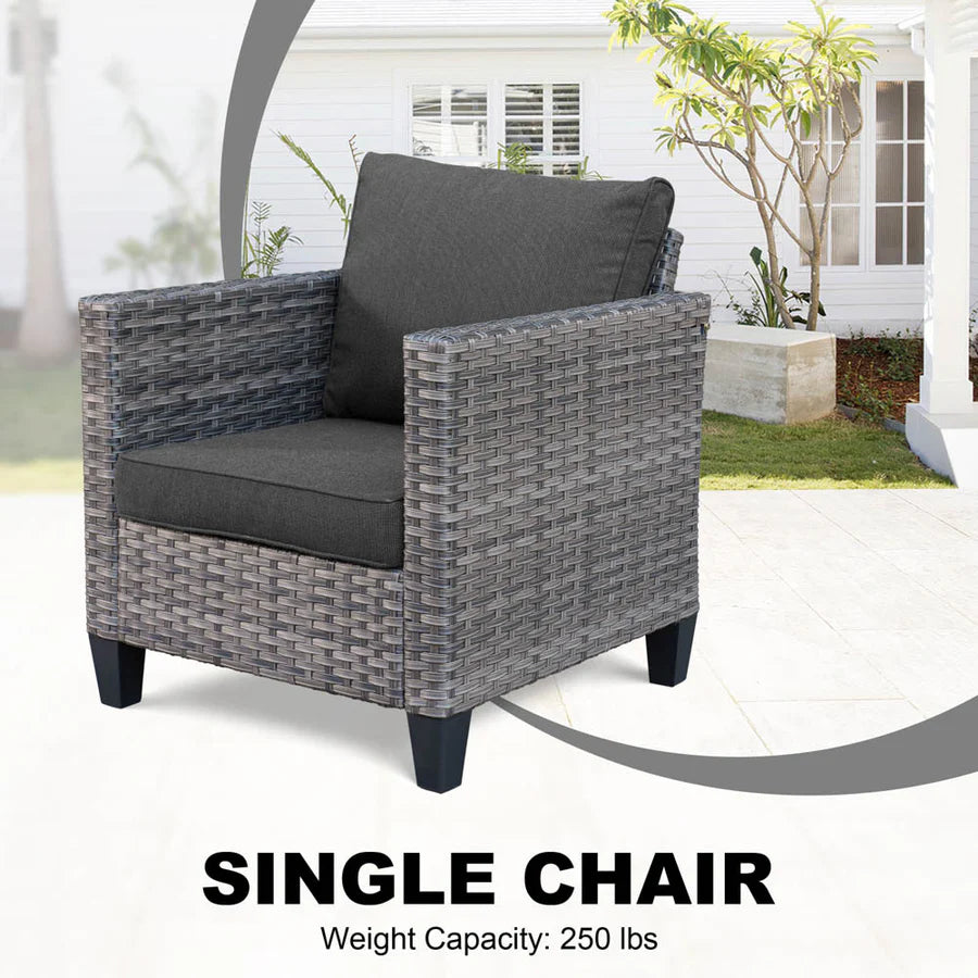 Patio Vultros 8-Piece Set With Swivel Chair and Rectangle 42'' Propane Fire Pit Table
