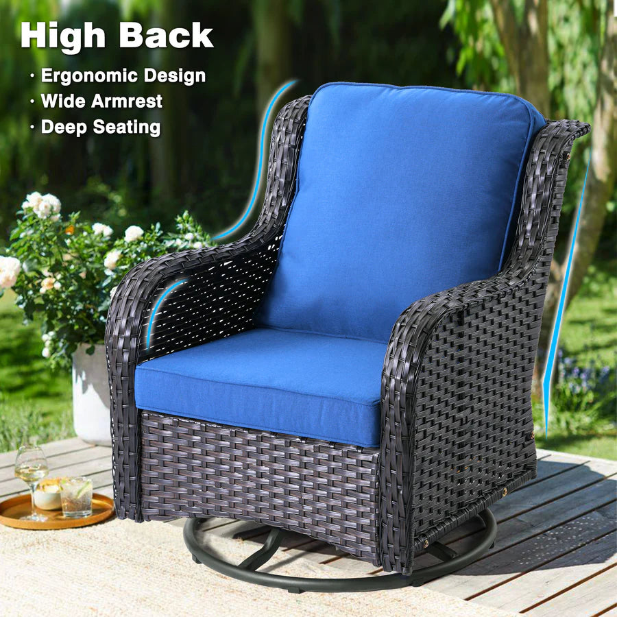Patio Conversation Set 10-Piece with Rocking Chairs and Table Kenard