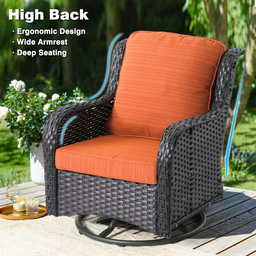 Patio Conversation Set 10-Piece with Rocking Chairs and Table Kenard