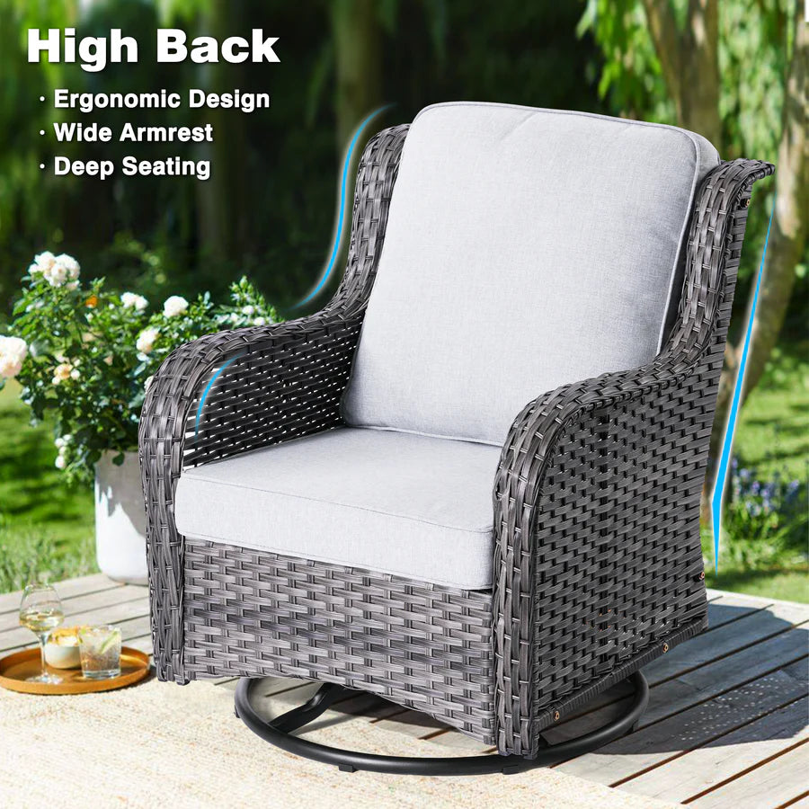 Patio Conversation Set 10-Piece with Rocking Chairs and Table Kenard