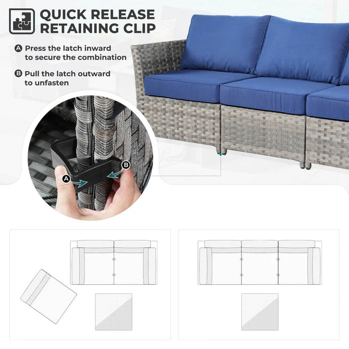 New Rimaru Series Patio Furniture Set 10-Piece include 42"Rectangle Fire Pit Table Partially Assembled