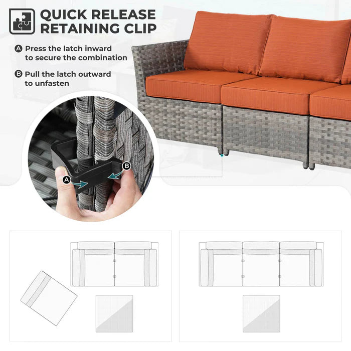 New Rimaru Series Patio Furniture Set 10-Piece include 42"Rectangle Fire Pit Table Partially Assembled