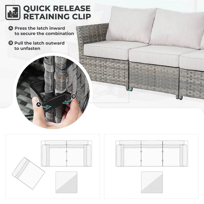 New Rimaru Series Patio Furniture Set 10-Piece include 42"Rectangle Fire Pit Table Partially Assembled