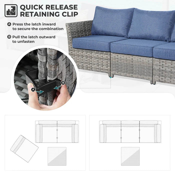 New Rimaru Series Patio Furniture Set 10-Piece include 42"Rectangle Fire Pit Table Partially Assembled