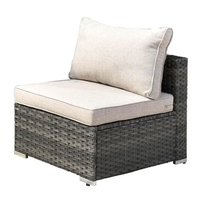 Patio Furniture Set 14-Piece with All Weather Rattan Wicker Sofa and Tempered Glass Table