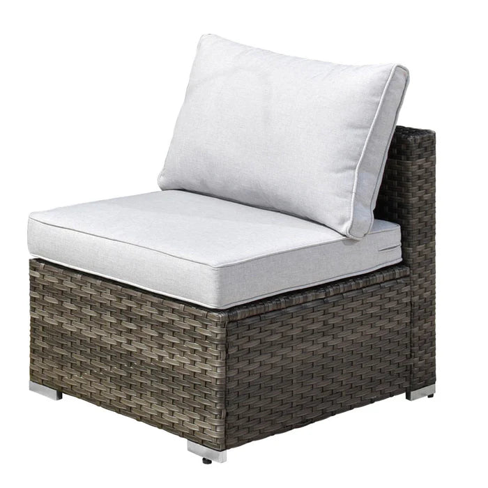 Patio Furniture Set 14-Piece with All Weather Rattan Wicker Sofa and Tempered Glass Table