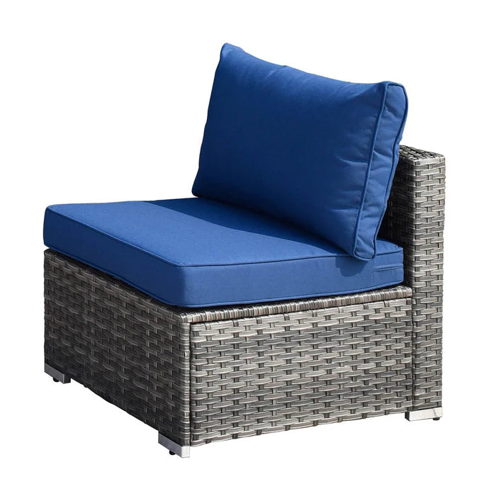Patio Furniture Set 14-Piece with All Weather Rattan Wicker Sofa and Tempered Glass Table