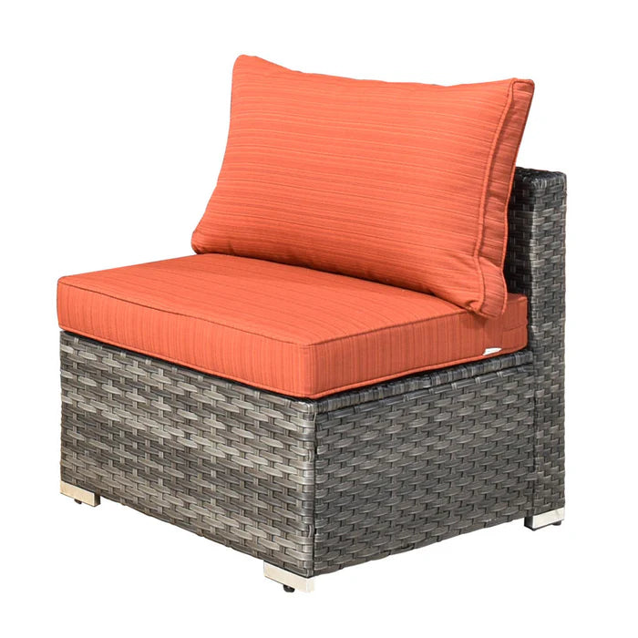 Patio Furniture Set 14-Piece with All Weather Rattan Wicker Sofa and Tempered Glass Table