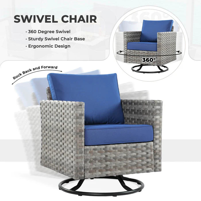 New Rimaru Series Patio Furniture Set 16-Piece include Swivel Chairs and 42"Rectangle Fire Pit Table Partially Assembled
