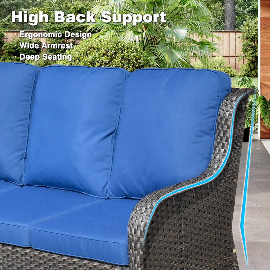 Patio Furniture Set 7-Piece With Cushions Kenard Curved Handrest