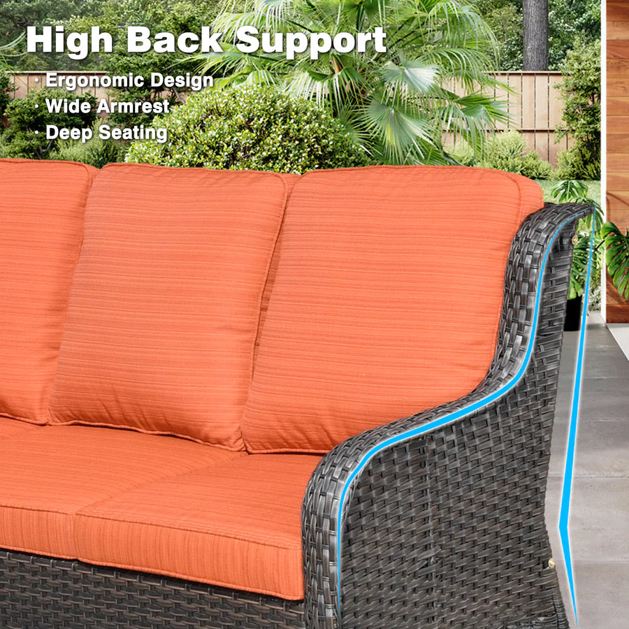 Patio Furniture Set 7-Piece With Cushions Kenard Curved Handrest