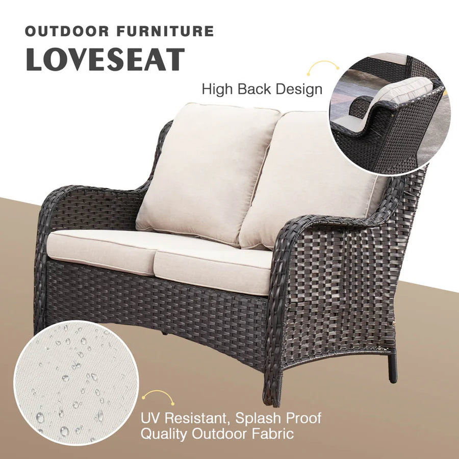 Patio Kenard 6-Piece Conversation Set with 30'' Propane Fire Pit Table and Rocking Chairs