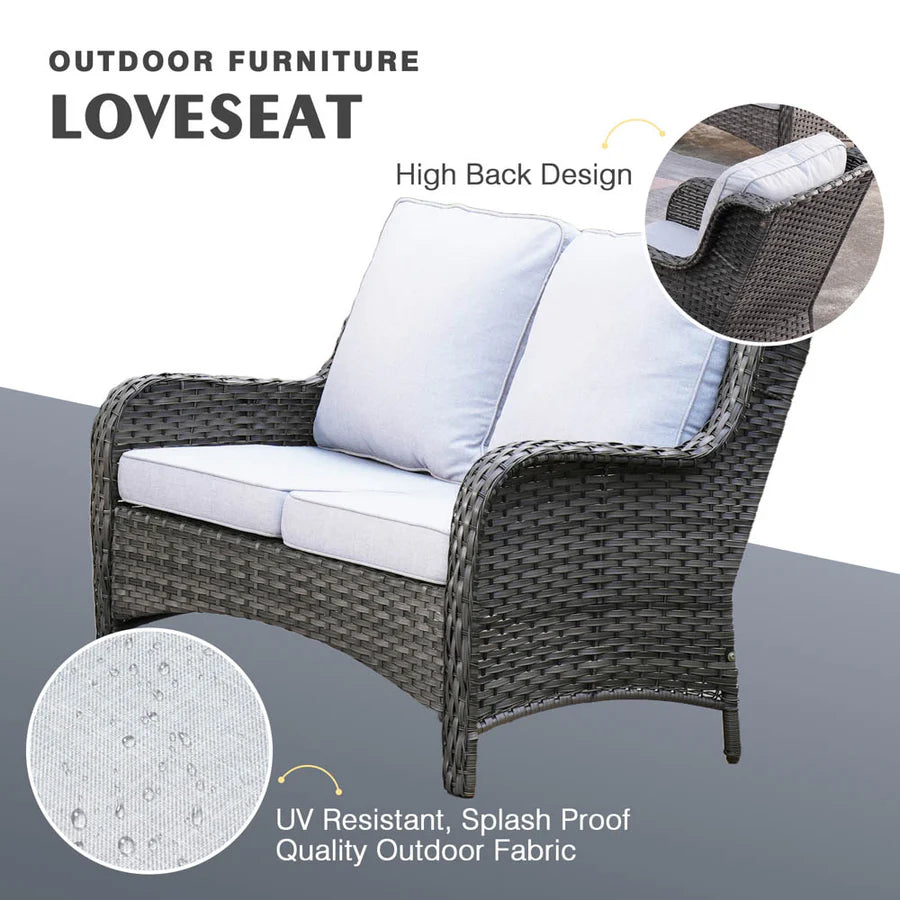 Patio Kenard 6-Piece Conversation Set with 30'' Propane Fire Pit Table and Rocking Chairs