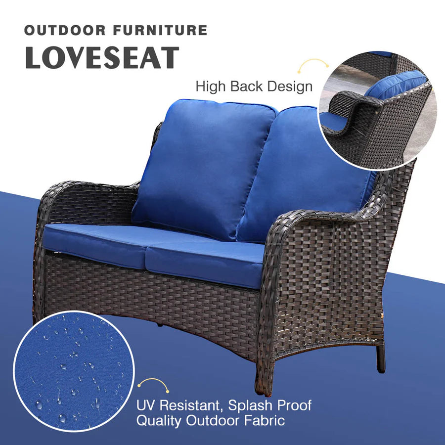 Patio Kenard 6-Piece Conversation Set with 30'' Propane Fire Pit Table and Rocking Chairs