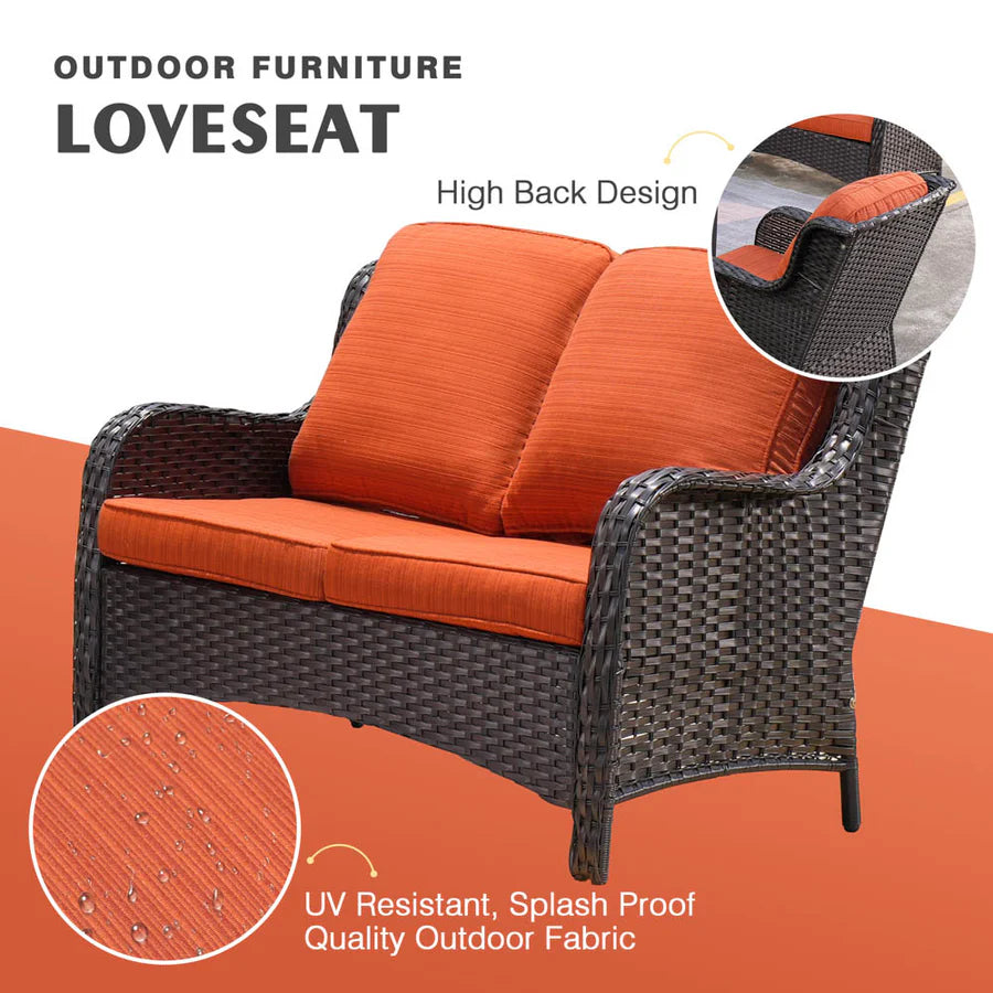 Patio Kenard 6-Piece Conversation Set with 30'' Propane Fire Pit Table and Rocking Chairs