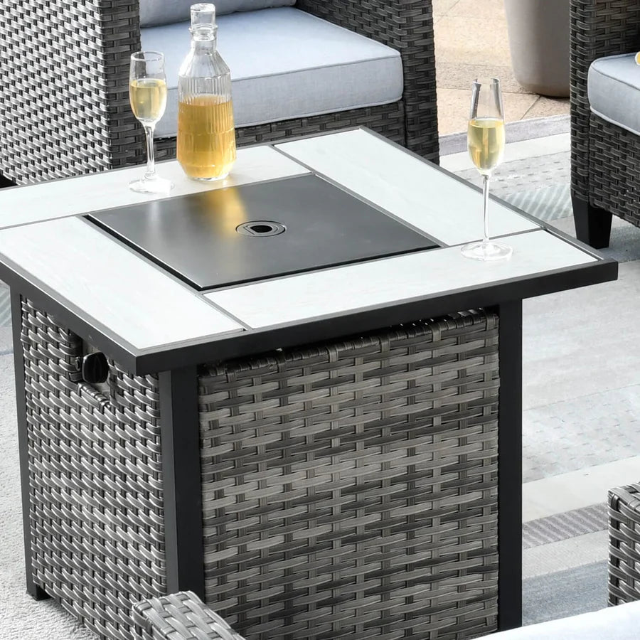 Patio Vultros 8-Piece Conversation Set with 30'' Propane Fire Pit Table