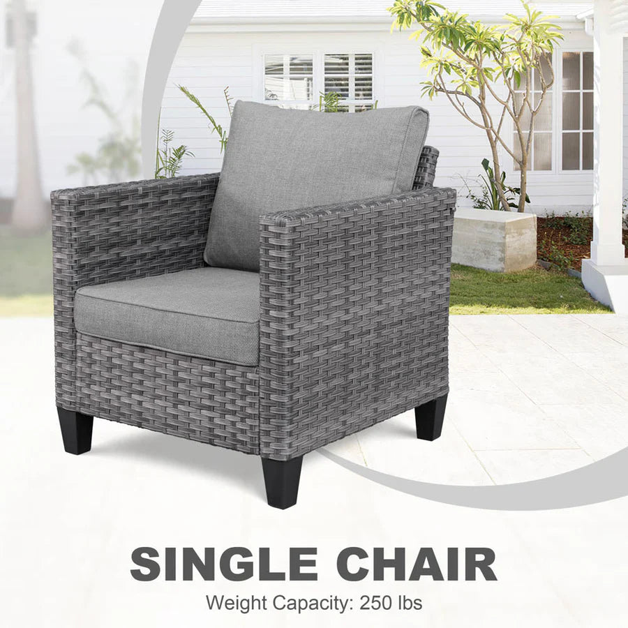 Patio Vultros 8-Piece Set With Swivel Chair and Rectangle 42'' Propane Fire Pit Table