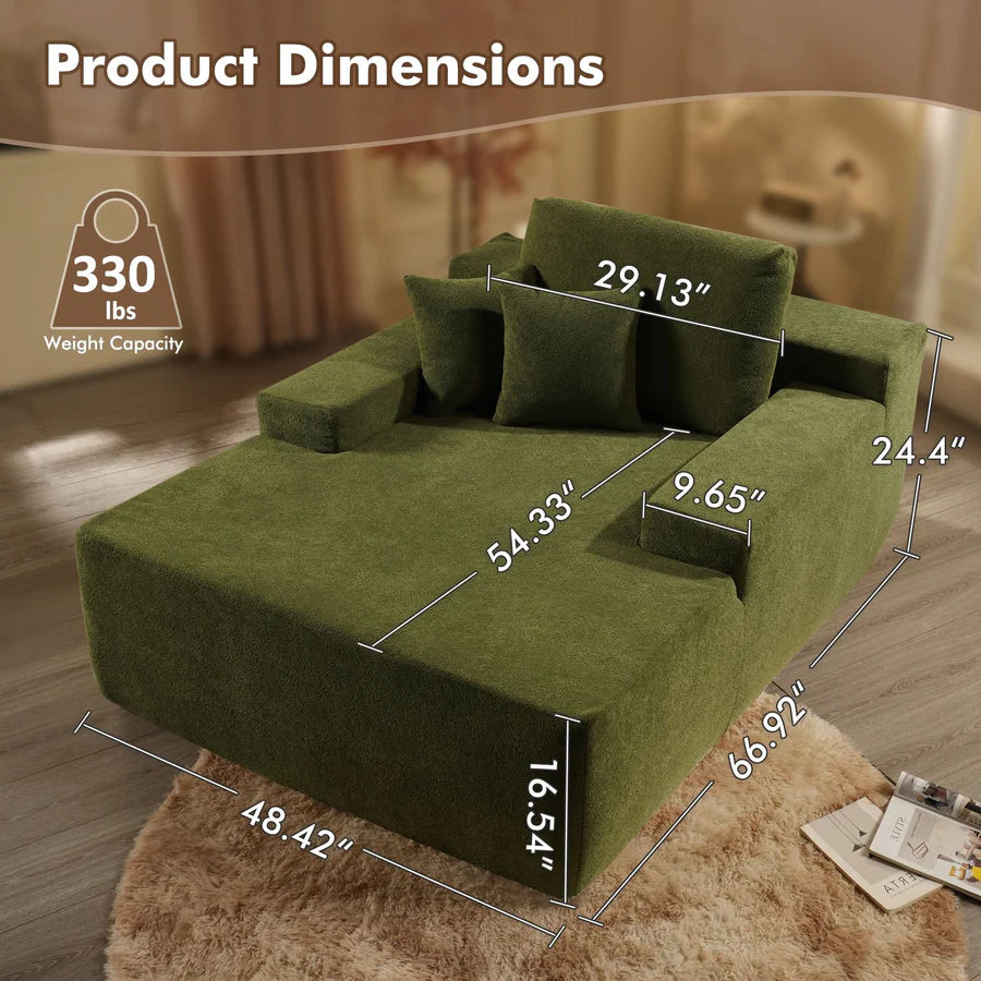 Plush Velvet Chaise Lounge Sofa Bed - Oversized Sleeper Couch for Living Room