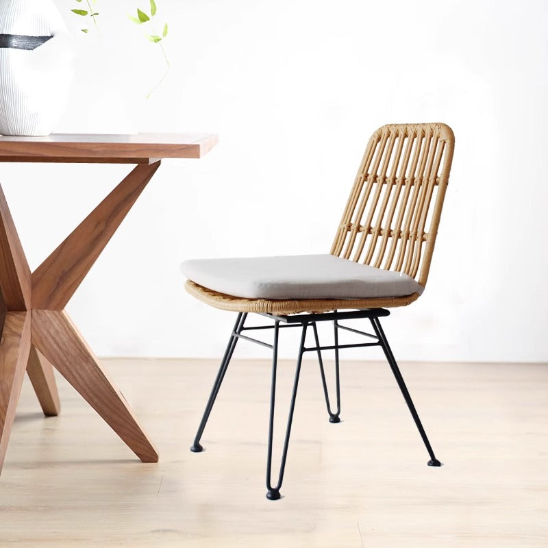 Balcony outdoor tea table and chair combination, simple and casual style, indoor rattan backrest chair, internet celebrity guesthouse, light luxury rattan chair