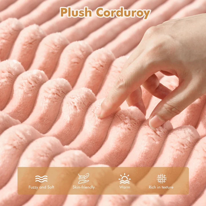 104" L-Shape Modular Couch with Chaise, Plush Corduroy Fabric, No Assembly Required