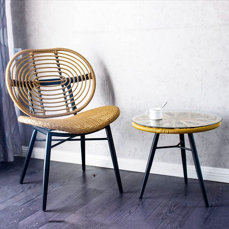 Balcony Outdoor Tea Table and Chair Combination Light Luxury Homestay Handmade Vine Weaving Chair Outdoor Courtyard Vine Chair