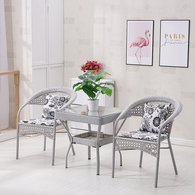 Outdoor Rattan Furniture Set Garden Outdoor Lounge Balcony Rattan Chair 3-Piece Set Trending Nordic-Style B&B Dining Chair