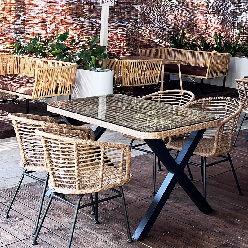 Outdoor Furniture Set: Garden Rattan Chairs for Outdoor Relaxation Waterproof and UV-Resistant Woven Rattan Table and Chairs for Patio and Balcony