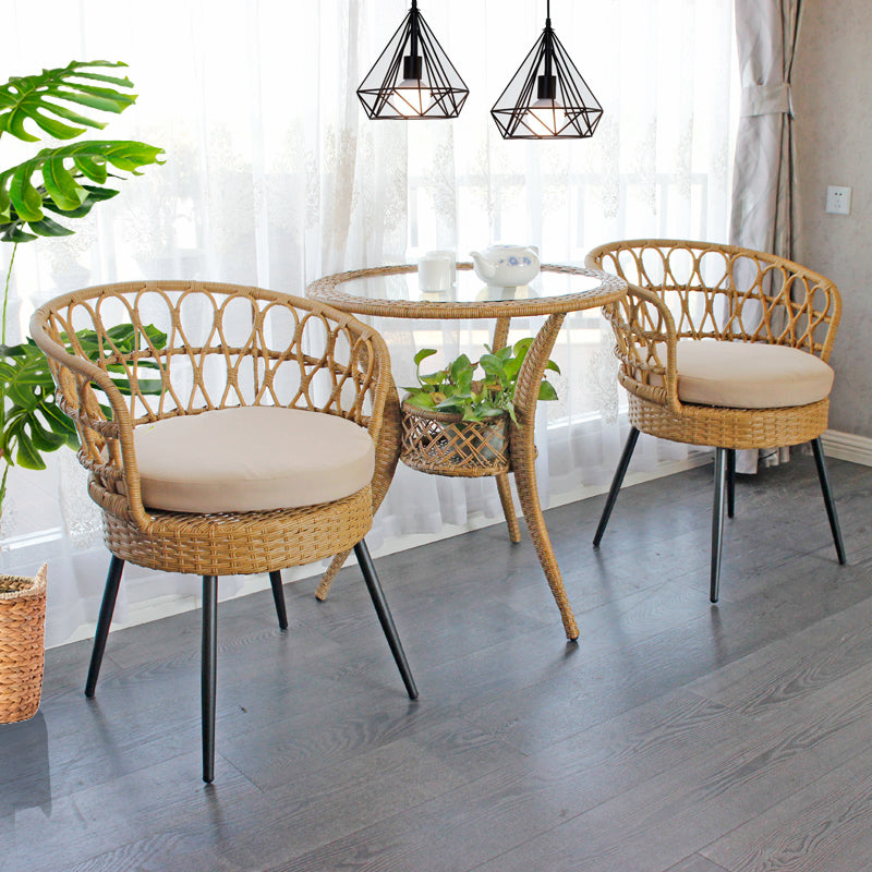 Outdoor table and chair combination set, leisure rattan chair, internet famous Nordic homestay style restaurant armchair, handmade rattan dining chair