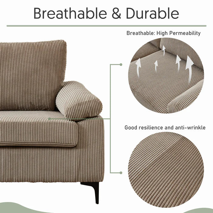 100.40" Reversible Chaise Sofa Wide-Wale Corduroy