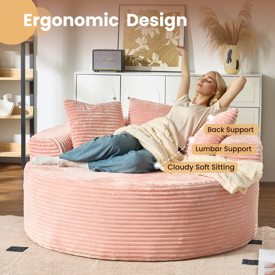 59" O-Shape Modular Couch, Plush Corduroy Fabric, No Assembly Required