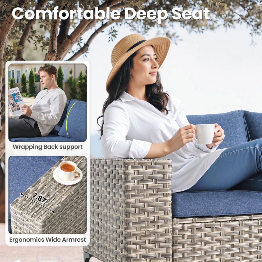 5 Pieces Patio Furniture Set Outdoor Sectional Sofa Couch with Comfy Cushions Deep Seat