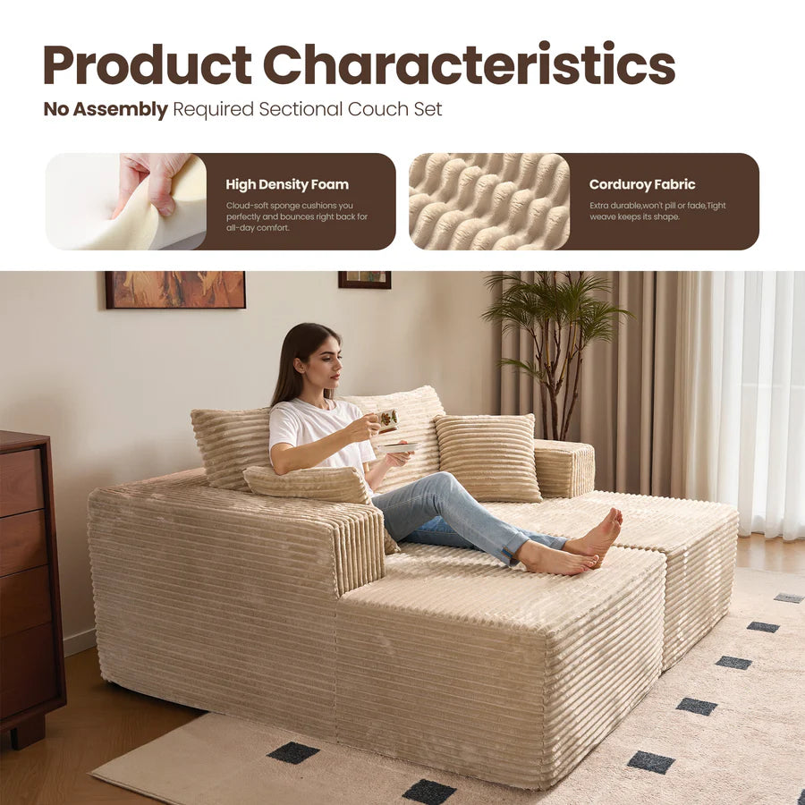 81" Boneless Sofa, Sleeper Couch, No Assembly Required