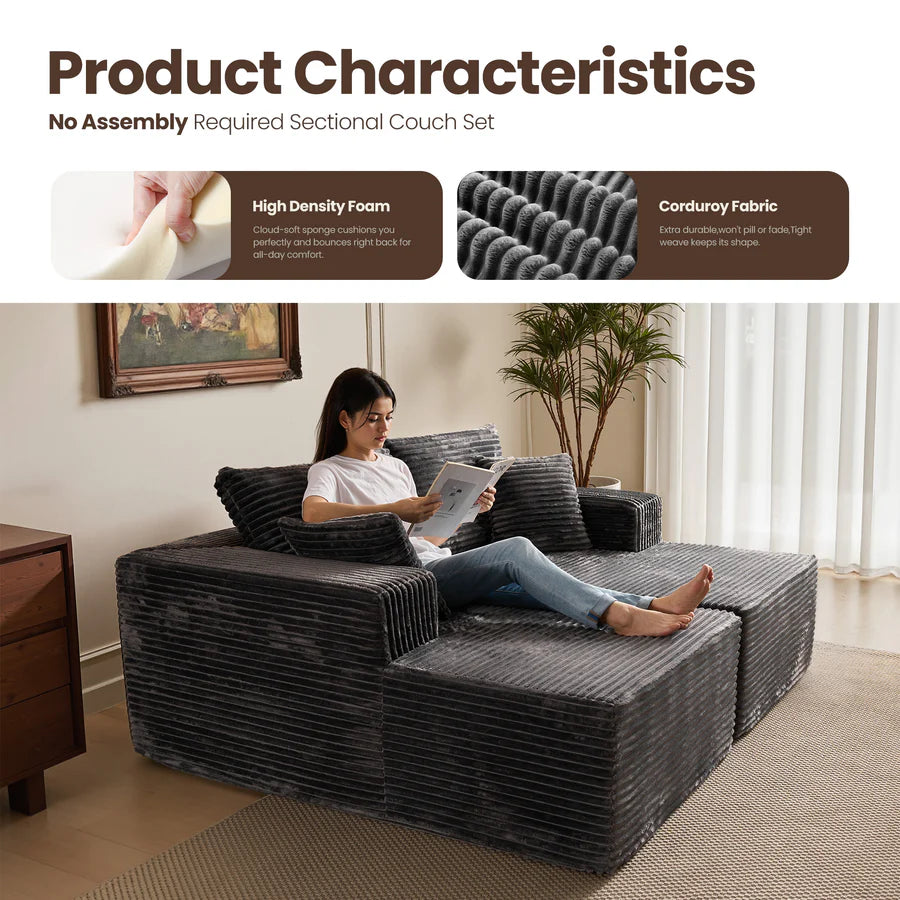 81" Boneless Sofa, Sleeper Couch, No Assembly Required