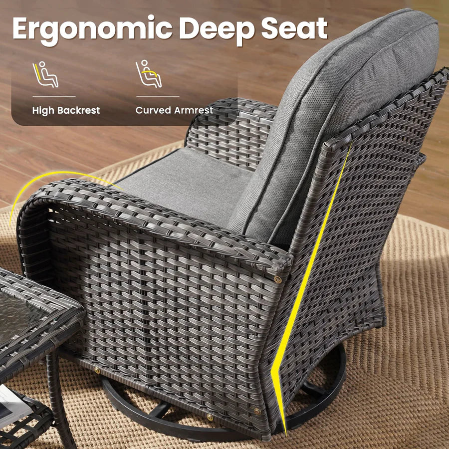 8 Pieces Patio Furniture Set, Outdoor Wicker Sofa with Swivel Chairs