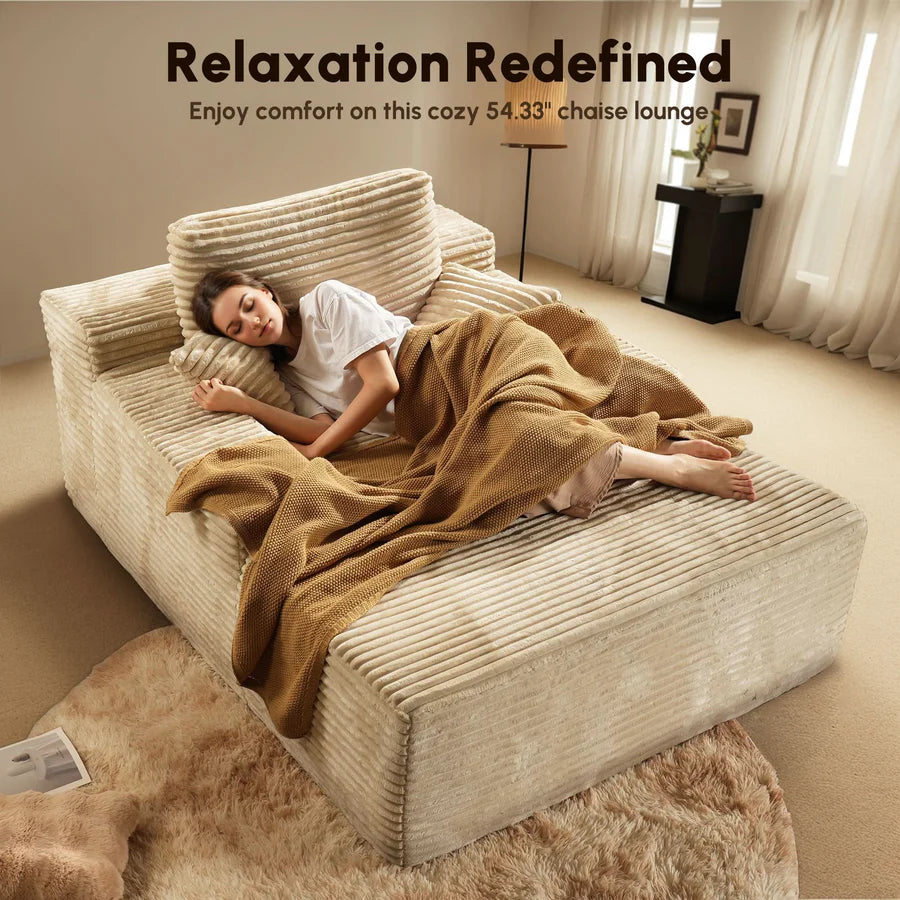 Boneless Chaise Lounge,Luxurious Faux Fur, No Assembly Required