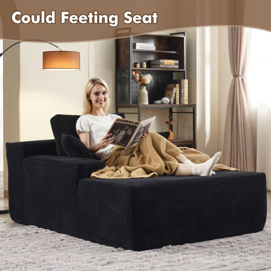 Boneless Chaise Lounge,Luxurious Faux Fur, No Assembly Required