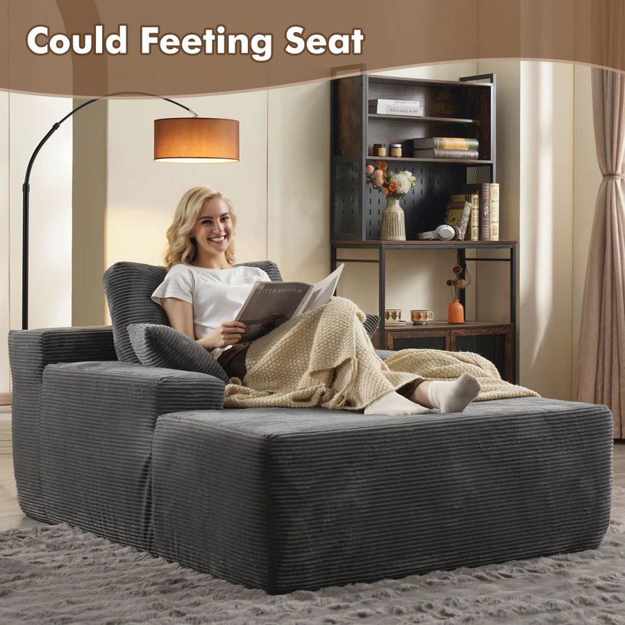 Boneless Chaise Lounge,Luxurious Faux Fur, No Assembly Required