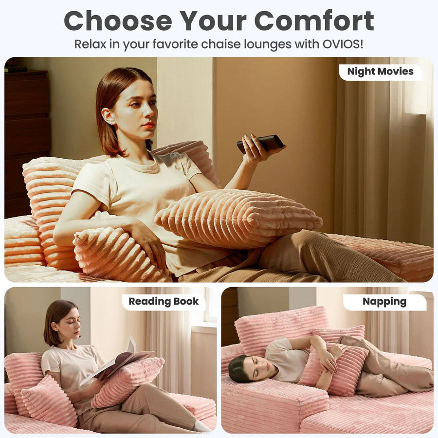 Boneless Chaise Lounge,Luxurious Faux Fur, No Assembly Required
