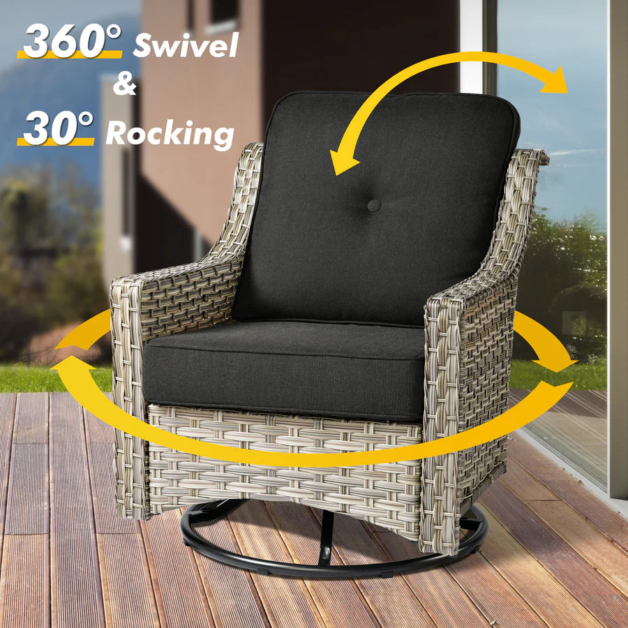 Conversation Set 5-Piece PAD Series include Rocking Chair & 47"Fire Pit Table