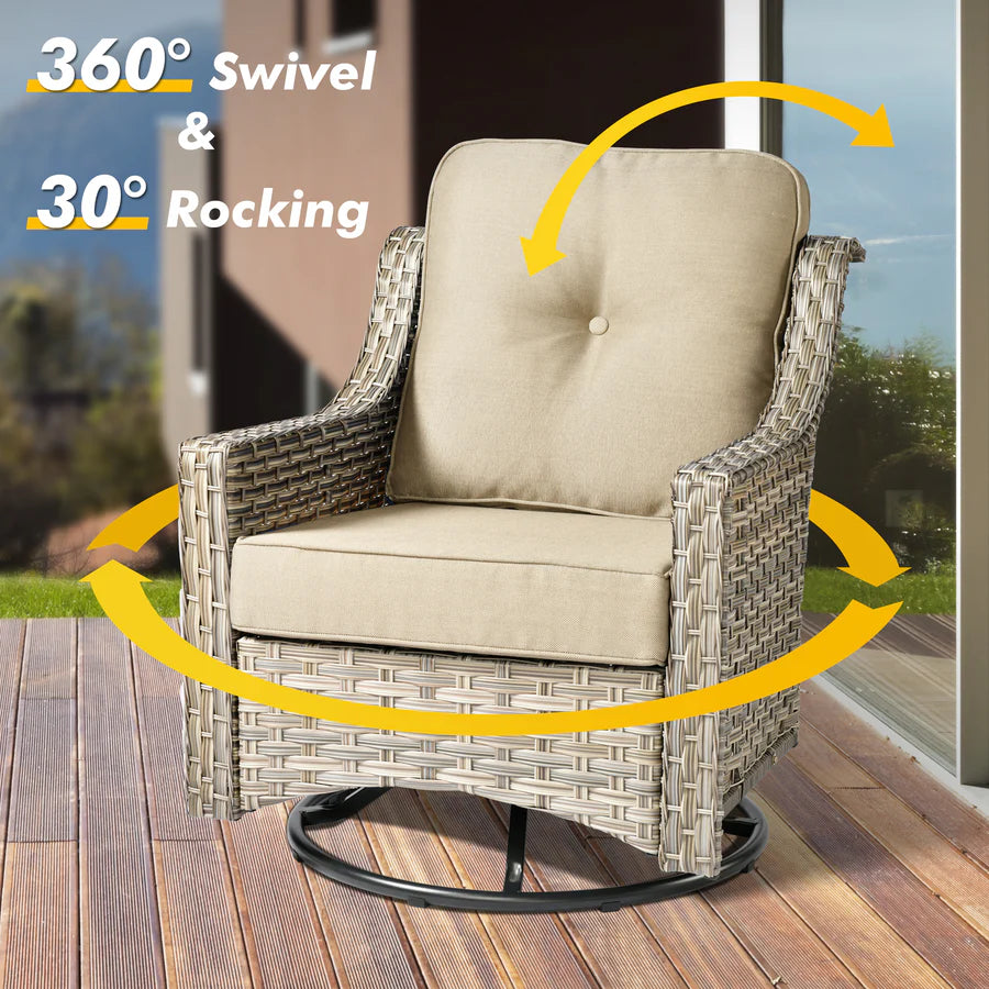 Conversation Set 5-Piece PAD Series include Rocking Chair & 47"Fire Pit Table