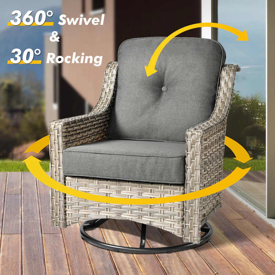 Conversation Set 5-Piece PAD Series include Rocking Chair & 47"Fire Pit Table