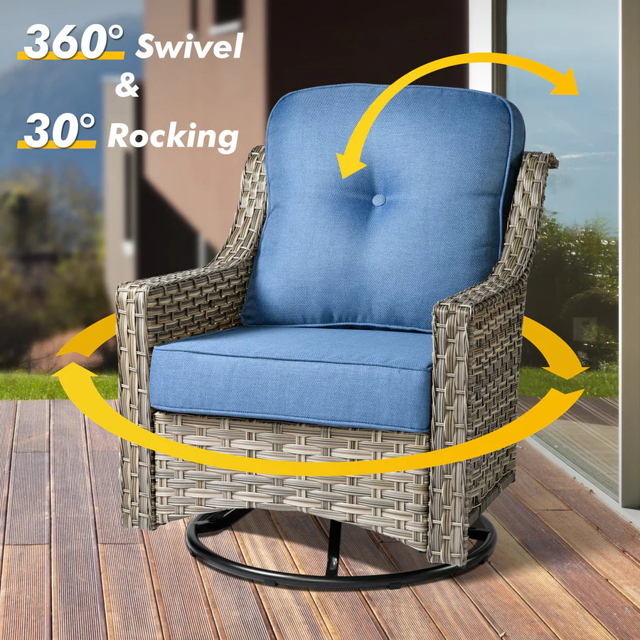 Conversation Set 5-Piece PAD Series include Rocking Chair & 47"Fire Pit Table